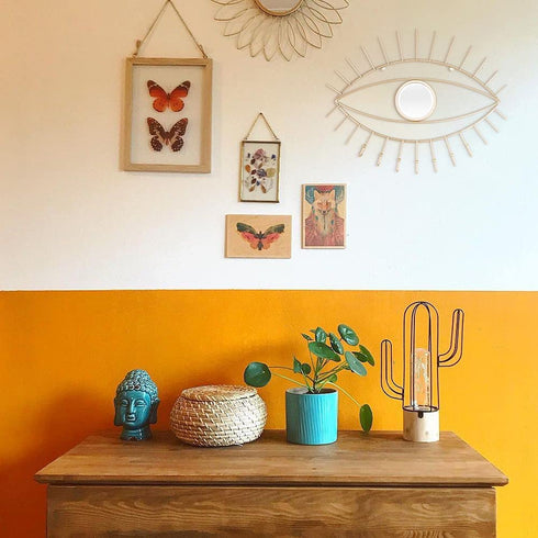 Urban Deco Eye Shaped Wall Mounted Jewelry Organizer Mirror with 7 Necklace Hooks, Evil Eye Mirror Wall D©cor, Metal Jewelry Holder Gold Necklace Holder Organizer