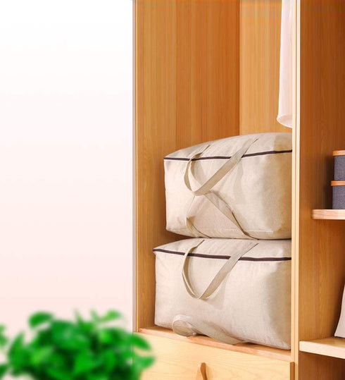 iwill CREATE PRO Breathable Canvas Soft Storage Bag with Handles, Beige, 2pcs