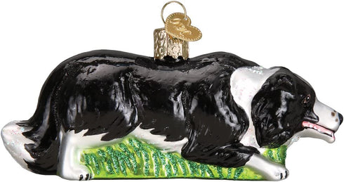 Old World Christmas Dog Collection Glass Blown Ornaments for Christmas Tree Colle, Herding Border Collie