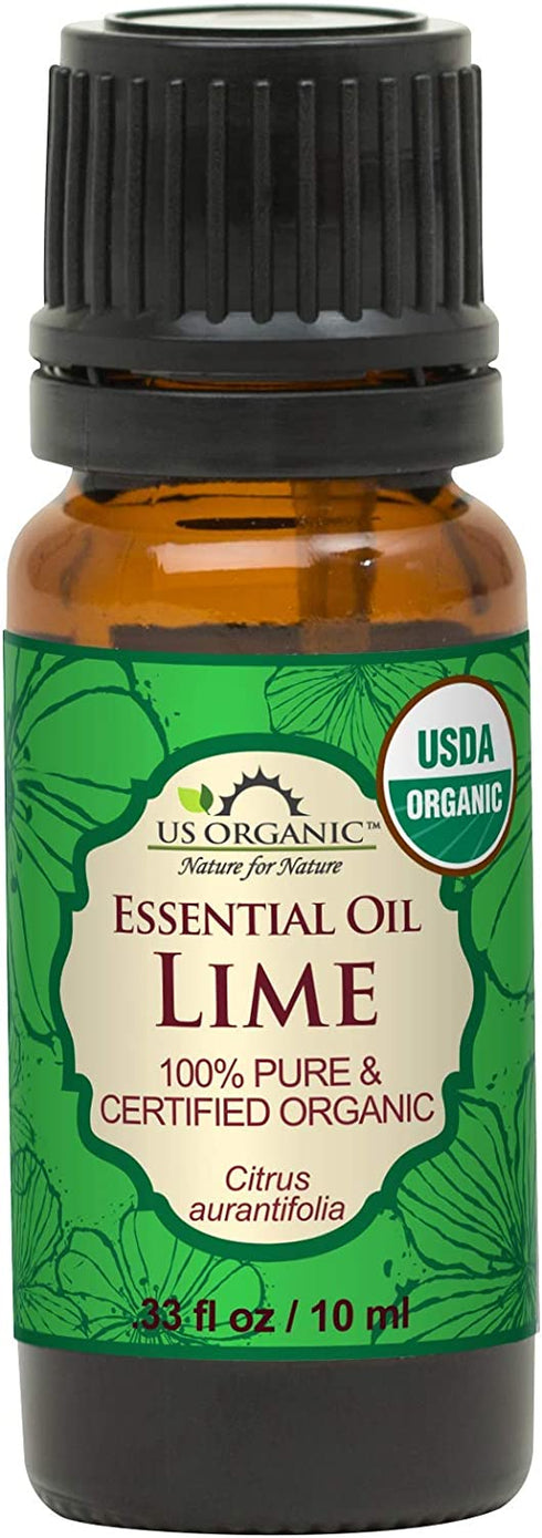 US Organic Lime Essential Oil - Certified Organic, Steam Distilled - W/ Euro droppers (More Size Variations Available) (10 ml / .33 fl oz)