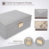 LANDICI Jewelry Box Organizer for Women Teen Girls, Large Jewelry Storage Case with Mirror and 2 Layer Removable Tray, Leather Jewellery Display Holder for Ring Necklace Earring Bracelets, Grey