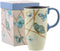 Topadorn Coffee Ceramic Mug Porcelain Latte Tea Cup With Lid 17oz., Blue Butterfly Mother's Day Mug