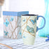 Topadorn Coffee Ceramic Mug Porcelain Latte Tea Cup With Lid 17oz., Blue Butterfly Mother's Day Mug