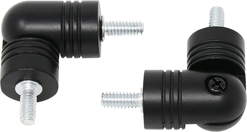 MERIVILLE Hinged Elbow Connector - Designed for Bay Window Curtain Rods or Corner Drapery Rods up to 1-inch Diameter, Black Finish, 2 Pcs