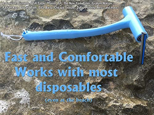 Razorba Back Shaver for Men - Razor Extension Handle. Ergonomic Manscape Yeti Stick. Leg & Back Shavers for Men & Women. Men's Back Hair Remover Wand. DIY Body Groomer Free Disposable Shaver Included