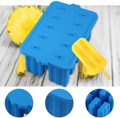 Homemade Silicone Popsicles Molds,BPA Free Popcylce Molds,Reusable Popsicle Mold for Kids,Ice Cream Mold,Ice Pop Molds Maker with 50 Popsicles Sticks,50 Popsicle Bags,Funnel ( Blue)