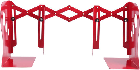 Homend Bookends Metal Iron Adjustable Books Holder Stand Desk Heavy Duty Nonskid Bookend (Red, Large)