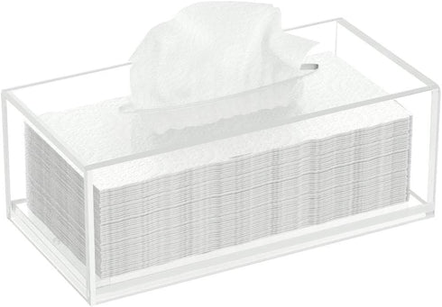 FEMELI Acrylic Tissue Box,Clear Facial Tissue Holder Case Dispenser Napkin Organizer for Bathroom Kitchen Bedroom Office