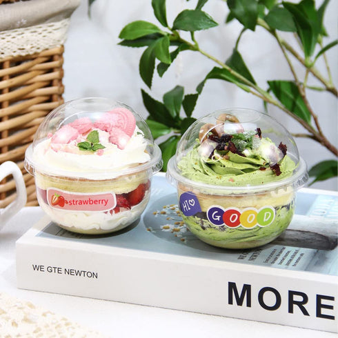 9oz Disposable Plastic Cups with Dome Lids (No Hole),50 pack Dessert Cups for Plastic Fruit, Ice Cream Cake and Mini Snack Bowls€¦