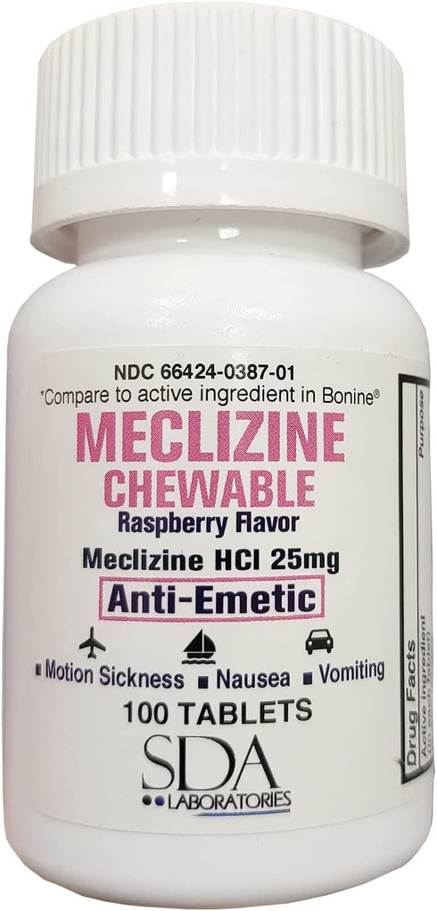 SDA Laboratories Meclizine Chewable Tablets, 25mg, 100 Count