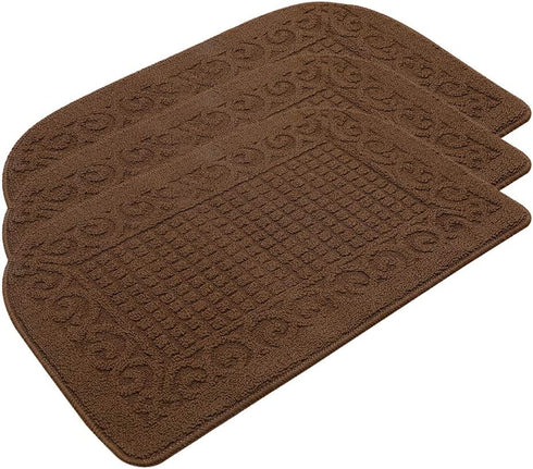 COSY HOMEER 27X18 Inch Anti Fatigue Kitchen Rug Mats are Made of 100% Polypropylene Half Round Rug Cushion Specialized in Anti Slippery and Machine Washable,Brown(3 pcs)