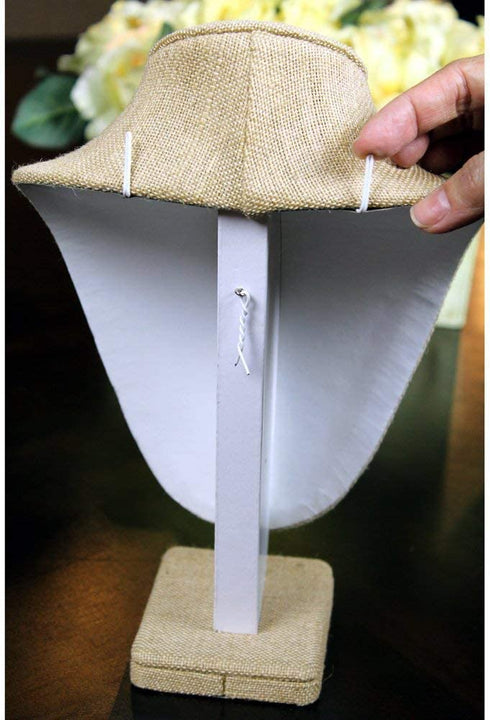 Ikee Design Linen Necklace Chain Jewelry Bust Display Holder Stand, Necklaces Display necklace mannequin, Necklace Bust, Jewelry Bust Stand, 6 3/8"W x 4 1/2"D x 10 1/4"H