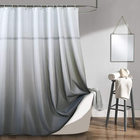 Haizhidian Extra Long Cloth Fabric Shower Curtain, 72x78 Heavy Duty Shower Curtain, No Chemical Odor and Machine Washable, Perfect for Showers & Bathtubs(Gray and White, 72"x78")