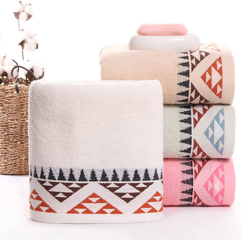 Pidada Bath Towel Indian Geometric Pattern 100% Cotton Soft Absorbent Towels for Bathroom 1 Pack 27.6 x 55 Inch (Brown)