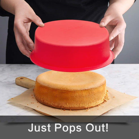 8 inch Round Cake Pans - Set of 3 - SILIVO Silicone Molds for Baking, Nonstick & Quick Release Baking Pans for Layer Cake, Cheese Cake and Chocolate Cake - 8 inch Cake Pan