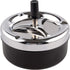Round Push Down Stainless Steel Modern Tabletop Cigarette Ashtray with Spinning Tray, Cigarette Ashtray for Indoor or Outdoor Use, Ash Holder for Smokers, Desktop Smoking Ash Tray for Home Office