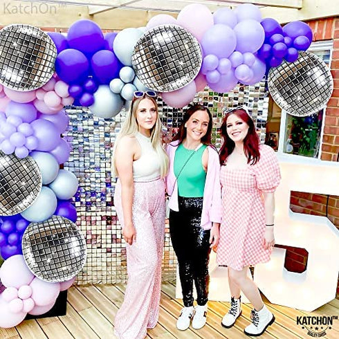Big, Silver Disco Ball Balloons - 22 Inch, Pack of 6 | 4D Sphere Round Metallic Disco Balloons for Disco Party Decorations | Disco Ball Decorations for Bachelorette Party Decorations, 70s Theme Party