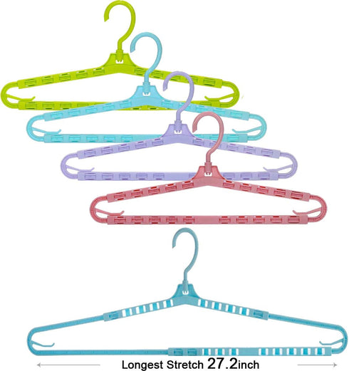 Extra Large Hangers Big Clothes Hangers Enlarge Adjustable Shoulder 16.4"-27.2" Drying Hanger 4 Pack Sturdy Hangers for Wide Polos Tops Cardigans Quilt Bath Towel Big and Tall Shirts 4 Colors Hanger