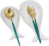 Fish Spoon Rest Ceramic for Kitchen Set of 2, White