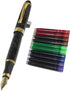 Jinhao 450 Normal nib Fountain Pen White line with 5 color Gullor Ink Cartridges