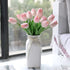 Cloudecor 20Pcs Artificial Tulips Real Touch Artificial Flowers Fake Tulip Latex Bouquet Flower for Wedding Party Home Garden Office DIY Floral Arrangement Decor (Pink - 20p)