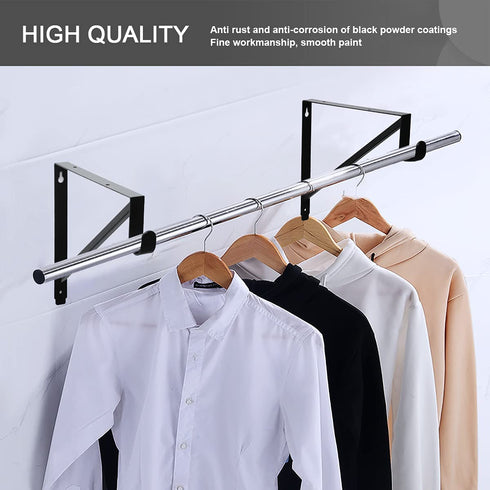 SUNGROOCloset Rod Brackets Holder Heavy Duty Support Bracket Black Closet Shelf Bracket with Rod Support Great for Both Shelf Storage and Closet Rod 2 Pack 4 Pack (2 Pack)