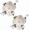 Fule 2 Pack Large Artificial Peony Silk Flower Bouquets Arrangement Wedding Centerpieces (Cream White)