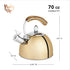 Pinky Up Presley Gold 70 Oz Tea Kettle, Stovetop Induction Stainless Steel Whistling Kettle