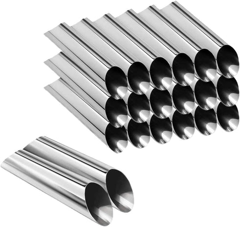 Cannoli Tubes, SPADORIVE 5 inch Large Stainless Steel Cannoli Forms Non-stick cream horn Danish Pastry Molds for Croissant Shell Cream Roll Pack of 20 (Cleaning Brush Included)