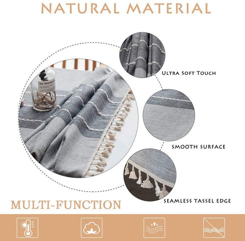 Deep Dream Tablecloth, Embroidered Table Cloth Cotton Linen Wrinkle Free Anti-Fading Tablecloths Washable Dust-Proof Table Cover for Kitchen Dinning Party Christmas, 55 x 55 Inch - New Gray