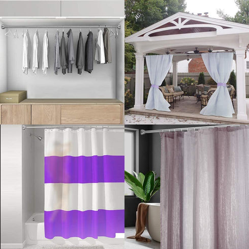 TEECK Shower Curtain Rod, 26-39 inch Adjustable Tension Spring, Shower Curtain Rod Tension, Premium Stainless Steel, Anti-Slip, No Drilling, No Rust, for Bathroom, Silver