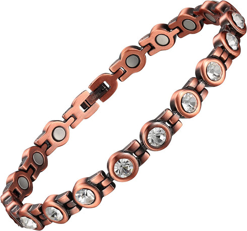 MagEnergy Copper Ankle Bracelets Crystal Anklet for Women Mom Mother Thanksgiving Day Christmas Gift