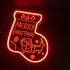 NOXTROND Merry Christmas Sock Festival Neon Light Sign, Red 3D Acrylic Light Up Words LED Lights Sign, USB Powered Dimmable Desk Lamp for Wall Indoor Christmas Party Bar Decoration