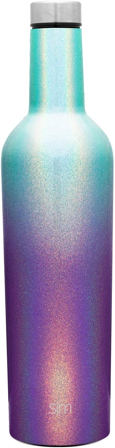 Simple Modern Spirit 25oz Wine Bottle - Double Wall, Vacuum Insulated Wine Bottle with Leak Proof Lid - 18/8 Stainless Steel Shimmer: Aurora