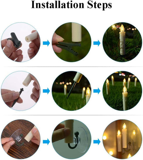 Window Candles, PChero 10 Packs Warm White Battery Operated Waterproof LED Flameless Taper Ivory Floating Candles with Remote Timer and Dimmable, Ideal for Home Indoor Outdoor Christmas Trees Decor