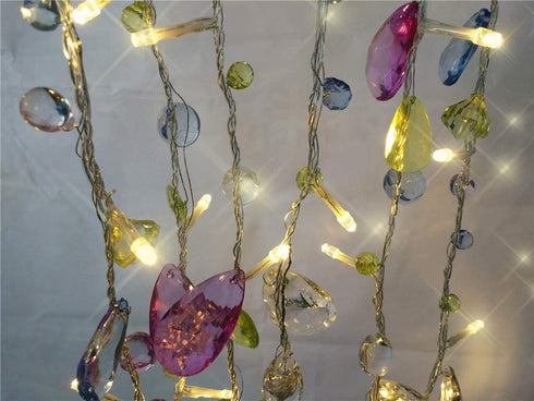Battery Operated Indoor House String Lights Bohemia Style String with Colorful Jewels LED Fairy Christmas Lights Battery Powered 8 Mode RemoteTimer 30 Warm White LED Gift Lights for Bedroom Kids