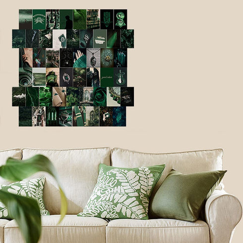 Menoeceus 50PCS Green Aesthetic Pictures Wall Collage Kit, Dark Magic Indie Room Decor, Wall Art Print for VSCO Girl, Boho Wall Collage Kit, Picture Collage Kit for Dorm Posters