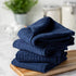 Kitchen Towel Set with 2 Quilted Pot Holders, Oven Mitt, Dish Towel, Dish Drying Mat, 2 Microfiber Scrubbing Dishcloths (Navy Blue)