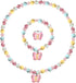 Butterfly Stretch Necklace Little Girl Toddler Necklace Bracelet Set, Little Princess Jewelry Kids Play Necklaces Butterfly Rings for Kids
