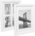 Hap Tim 11x14 Picture Frame Set of 2,Each White Wood Pattern Frame with 2 Mats,Display 8x10 or Four 4x6 Photos with Mat ,11x14 Picture Without Mat for Wall Display