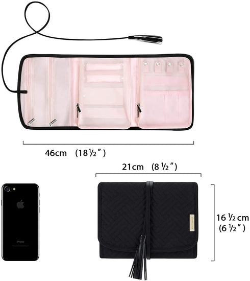 BAGSMART Jewelry Organizer Roll Travel Jewelry Storage Bag for Necklace, Earrings, Rings, Bracelet