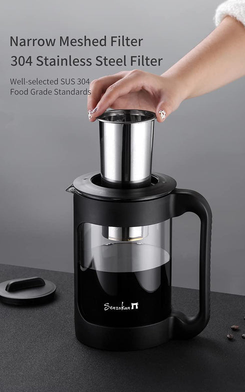 Senzokan - Set to make your own cold brew coffee at home. Includes: a coffee grinder and a 1.5 liter brewing coffeemaker.