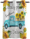WARM TOUR Window Curtain Panel Blue Truck with Sunflowers Printing Decor Durable Drapes for Bedroom Kitchen Living Room Farm Country Theme 52×36Inch