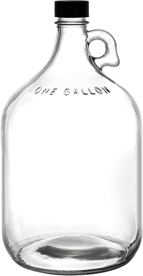 Dicunoy 1 Gallon Glass Jugs, Large Fermenting Jug with Handle and Cap, 128oz Watter Bottle with Seal Lid for Juice, Milk, Water, Vinegar, Olive Oil, Limoncello, Kitchen, Home Decoration, Change Jar