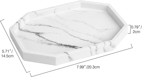 Luxspire Bathroom Vanity Tray, Resin Toilet Tank Storage Tray Dresser Countertop Storage Holder for Towel Perfume Tissues Soap, Jewelry Dish Cosmetics Organizer Plant Storage Home Decor, Gravel White