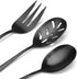Matte Black Serving Set?SHARECOOK 5-Piece 18/0 Stainless Steel Large Hostess Set with Round Edge, Satin Finished, Dishwasher Safe -Spoons, Forks,Butter Knife& Slotted Spoon