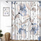 LORIE Blossoming Bluish Hibiscus Shower Curtain White Background Waterproof Fabric Bath Curtain Home Bathroom Bathtubs Decor