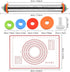 Rolling Pin with Thickness Rings and Pastry Mat for Baking Cookie Chapati Fondant Dough Pastry Pizza Pie Crust, Stainless Steel Roller Pin, Red Mat