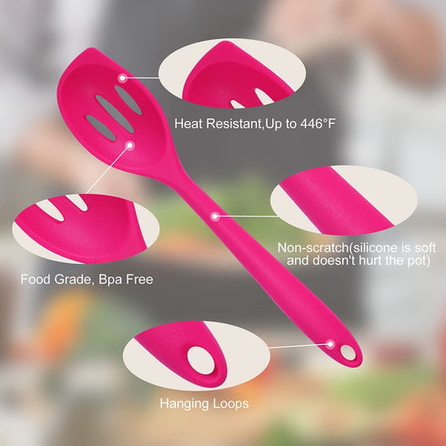 Silicone Utensils For Cooking?DiWoJin Seamless 10 Pcs series Multi colored Kitchen Untensils Set heat Resistant BPA Free, Silicon Spatula Kitchen Utensils