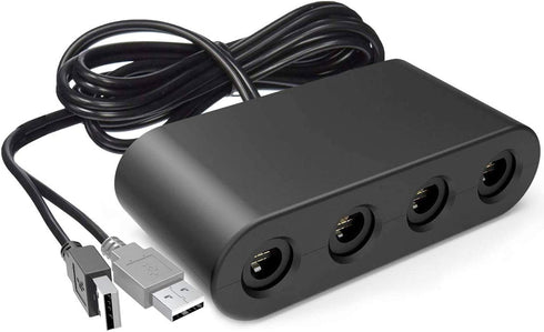 Gamecube Adapter for Nintendo Switch Gamecube Controller Adapter and WII U and PC, Super Smash Bros Gamecube Controller Adapter. Support Turbo and Vibration Features with 180cm Long Cable